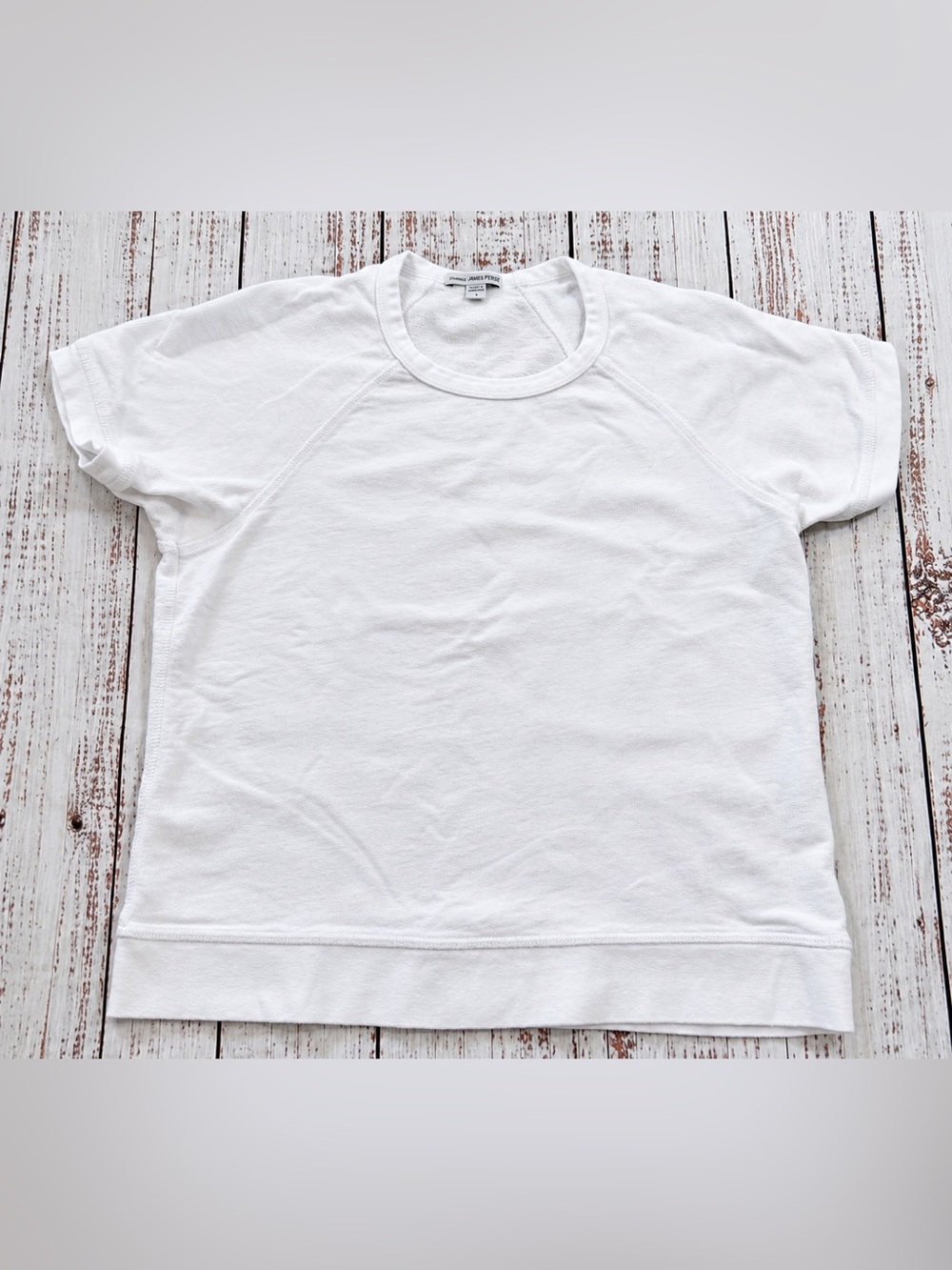 James Perse White Cotton Short Sleeve Raglan Sweatshirt Size 0 XS